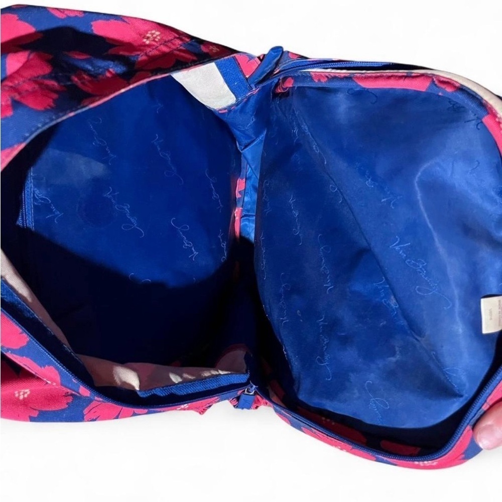Vera Bradley Women’s Small Backpack - Pink and Navy Floral All Working Zippers - Picture 6 of 8